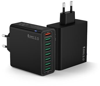 2 Pack USB Ladegerät, 8 Ports USB Stecker 40W ladeadapter für 15 14 13 12 11 X, Samsung, Schnellladegerät Mehrfach Netzteil Netzstecker Ladestecker Stromadapter Schnellladen Steckdosenadapter