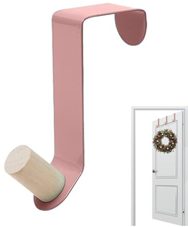 Colgador de corona ajustable, gancho para colgar la corona, guirnalda de metal para colgar en la puerta principal, gancho para puerta con bola, decoración navideña resistente a los arañazos para E