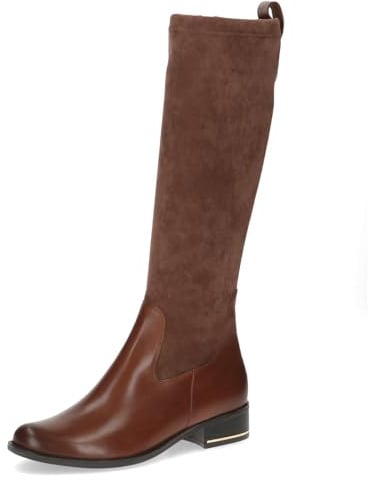 Caprice Damen Hohe Stiefel mit Absatz Runde Spitze Blockabsatz, Braun (Cognac Comb), 41 EU