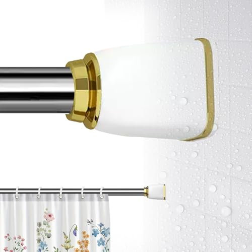 Duschvorhangstangen Ohne Bohren 80-525cm Ausziehbare Spannstangen, Edelstahl Gardinenstange/Kleiderstange, Für Gardinen, Trennwand, Kleiderschrank Und Balkon(Metallic,80-130cm)