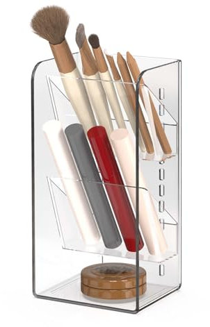 ilauke Schminktisch Organizer mit Verstellbaren Trennwänden, Transparent Stapelbar, Acryl Kosmetik Organizer für Badezimmer, Küche, Büro