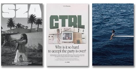 3 Stück Sza Poster Musikalbum Vintage Retro Cover Wandkunst Leinwand Poster Zimmer Dekorativer ästhetischer Druck Dekor 20 x 30 cm - 3 Stück Stil