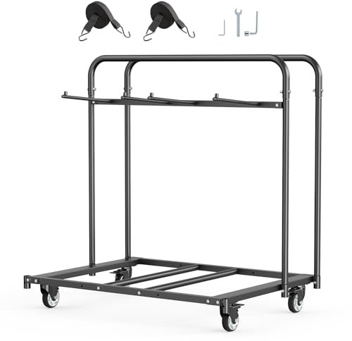VEVOR Stuhlkarre, Klappstuhlwagen, 180 kg, für 5 Tische + 14 Stühle, Stuhlaufbewahrungswagen mit Stuhlhalter mit Lenkrollen & Feststellrädern, für Partyveranstaltungen, Hotels, Mattschwarz