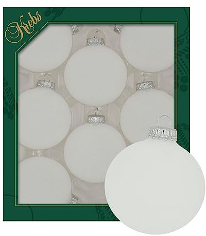 Krebs Glas Lauscha - Decoración de Navidad/Adornos para árbol de Navidad de cristal - Bolas de colores lisos Frost - Cantidad: 8 unidades - Color: Plata - Tamaño: 7 cm aprox