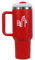 KIKIRIKIT - termo Acero Inoxidable 1,18L- Mantiene el agua fría 4 horas y el café caliente 1 h - con pajita reutilizable - libre de BPA - apto Para Lavavajillas (Rojo)
