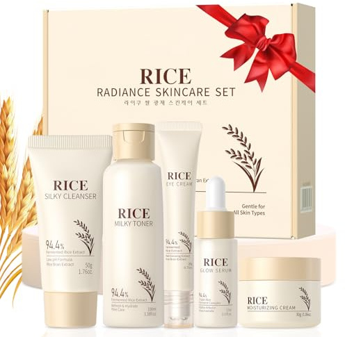 BeauBase Reis Gesichtspflege-Set – 5-teiliges Reise Hautpflege Set | mit Gesichtsreiniger Toner Serum Augencreme & Gesichtscreme, für Aufhellend & Feuchtigkeitsspendend, Sanfte Pflege