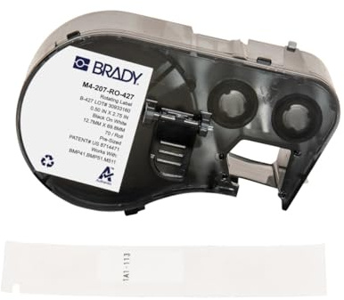 Brady B-427 Etikett für BMP41, BMP51, M511, M410, M510 auf Schwarz auf Weiß, Transparent, 69.85mm, Packung a 70 Stück