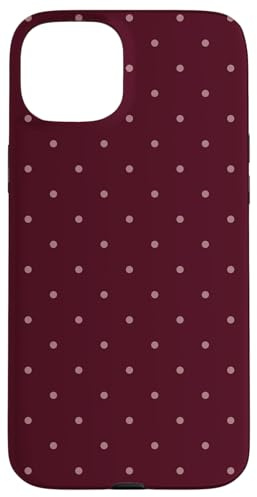 Mocha Cherry Polka Dots Summer Coquette Maroon Red Aesthetic Case for iPhone 15 Plus
