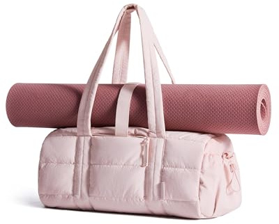 bagsmart Puffer Sporttasche Damen Reisetasche Klein mit Nassfach 18L | Gym Tasche Mit Yogamattengurt+abnehmbaren Schultergurt Trainingstasche für Yoga Fitness Schwimmen Wochenendtrip Weekender