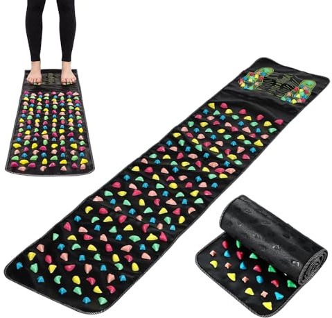 Weciau Foot Massage Mat, 35×120cm Foldable Reflexology Mats, Acupuncture Mat for Feet, Limitation Stone Foot Massage with Chart for Feet Relaxation and Fatigue Relief