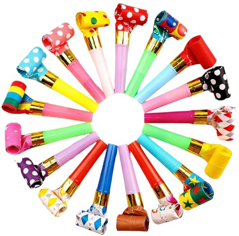Uzndq 40 Stück Tröten Kindergeburtstag,Party Tröte,Partytröten Kinder,Partykrachmacher Kinderspielzeug Partytröten Luftrüssel Plastik Whistles für Neujahr Geburtstag Party,Kinder,Weihnachten,Bankett