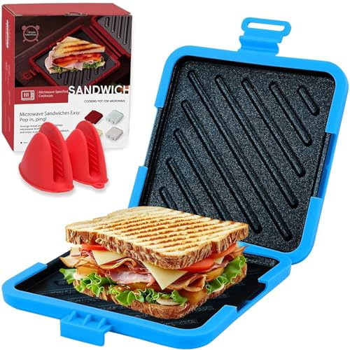 Microwave Toastie Sandwich Maker, 2026 New PerfectToast Microwave Grill, Silicone Cookware Toaster Baking Tray– Fast Cooking, Non-Stick & Easy to Clean (Blue-linked)