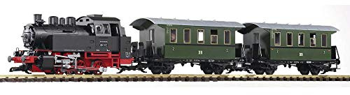 Piko 37125 Start-Set BR 80 mit 2 Personenwagen der DR Spur G Epoche III (inklusive Sound + Dampf)
