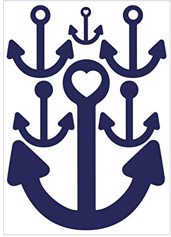 WANDKINGS Wandtattoo Anker - A4 Set 21 x 30 cm - Dunkelblau - 35 Farben zur Wahl