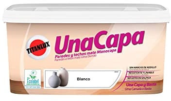 Titanlux Una Capa Lavable pintura para paredes Blanco 4 L