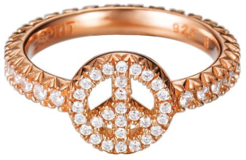 Esprit Damen-Ring 925 Sterling Silber rhodiniert Kristall Zirkonia brilliance peace rose weiß