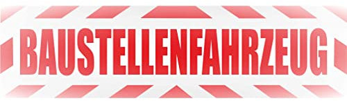 INDIGOS UG - Magnetschild Auto Baustellenfahrzeug mit Rahmen 45 x 12 cm reflektierend - Magnetfolie LKW Truck Transporter Baustellenfahrzeug Firmenwagen - flexibel abnehmbar, wetterfest