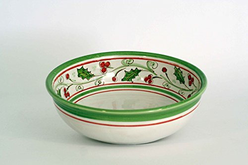 CEAR ceramiche - Ciotola Natalizia in Ceramica di Caltagirone, Fatta a Mano, Elegante Elemento delle Ceramiche Siciliane per Tavola