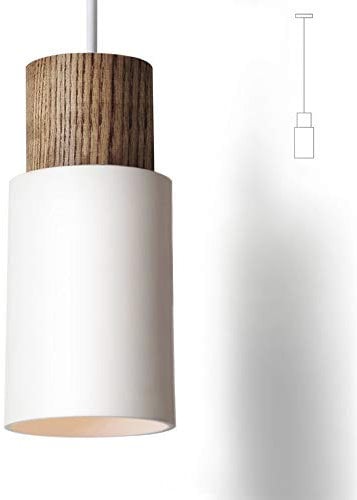 ouglres 1 Flammig Vintage Pendelleuchte Weiß Höhenverstellbar Hängelampen Kücheninsel Industrielle Hängeleuchte e27 Leuchte 1.2m Pendellampe Für Küche Esstisch,Schlafzimmer Wohnzimmer Bar(Ohne Birne)