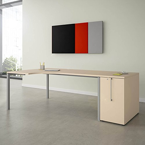Weber Büro Winkelschreibtisch mit Apothekerschrank BOXI XL 220x120cm Ahorn Eck-Schreibtisch
