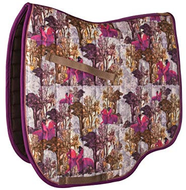 GlücksHucke Schabracke 'Waldritt' in Pink, Lila & Braun mit Pferde-Motiv (VS/Springen)