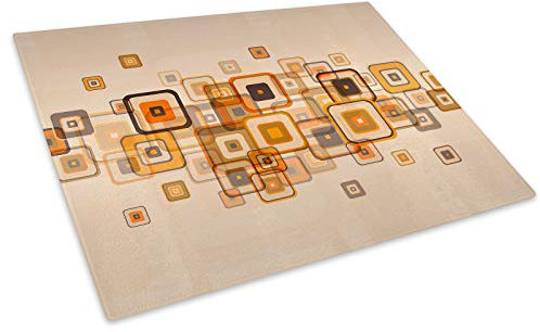 Retro Orange Brown Glass Chopping Board Kitchen Worktop Saver Protector