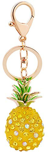 Egurs Ananas Schlüsselanhänger Strass Ananas Anhänger Modeschmuck Metal Taschenanhänger Gelb