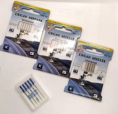 mimaquina.es KIT DE AGUJAS PARA MAQUIINAS DE COSER 80, 90, 100 Y ELASTICOS (universal) - 4 Count - Agujas para máquina de coser