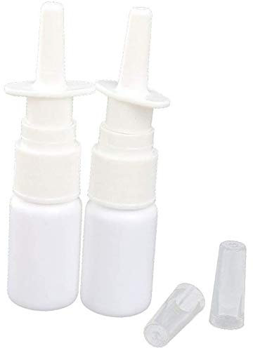 POFET 2 pulverizadores vacíos de plástico nasal de 30 ml con tapa para perfumes, aceites esenciales, aplicaciones salinas, color blanco