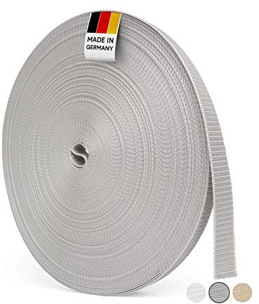 Bauheld - Correa de Persiana 23 mm para Puertas y Ventanas, Fabricado en Alemania, Cinta Gris de Alta Resistencia y Estabilidad UV