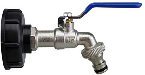 smardy Grifo de Barril de lluvia, Grifo de Salida de Bola 1/2para Jardín, llave de Cierre con Conexión de Manguera para IBC Depósito de Agua