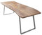 SAM Esszimmertisch 220x100 cm Havanna, Baumkantentisch naturfarben, Akazienholz massiv, schräges U-Gestell Metall Silber