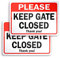 2 PC Please Keep Gate Closed Sign - 7x10 Aluminum - Keep Gate Locked - Close the Gate Sign