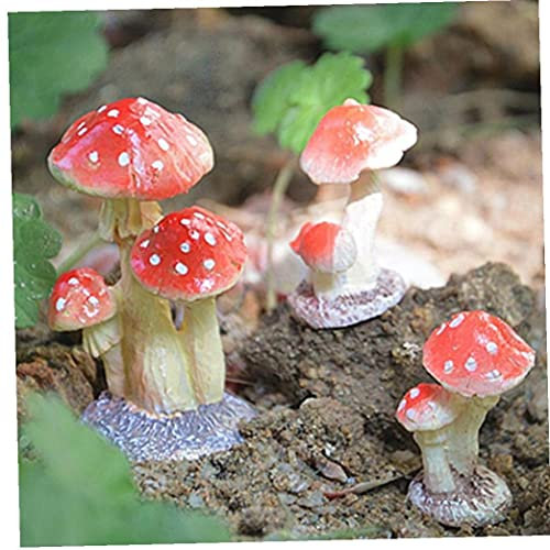 TOSSPER 3 Kopf Roter Pilz Miniatur-fee Garten Dekoratives Terrarium Figurine Puppen Decor