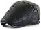 Ueither Herren Verstellbare Schiebermütze PU Leder Flatcap Newsboy Cap Schirmmütze (Schwarz)