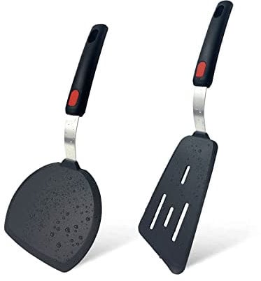 Flexible Silicone Spatula 2 Pack, Silicone Classic Slotted Spatula and Wide Pancake Turner-600°F Heat Resistant Kitchen Turner Utensils for Flipping Eggs, Pancake, Burgers, Crepes and More Cooking