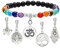 GEHECRST 7 Chakra Lavastein Armband Mit Lebensbaum, Hamsa Hand, OM, Elefant, Lotus Anhänger - Yoga Healing Reiki Energietherapie Glückbringen