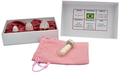 Yoni Eier 3er Set Premium Rosenquarz Ei, 100% Natural behandelt, 30 m Bambusseide (biologisch abbaubar)