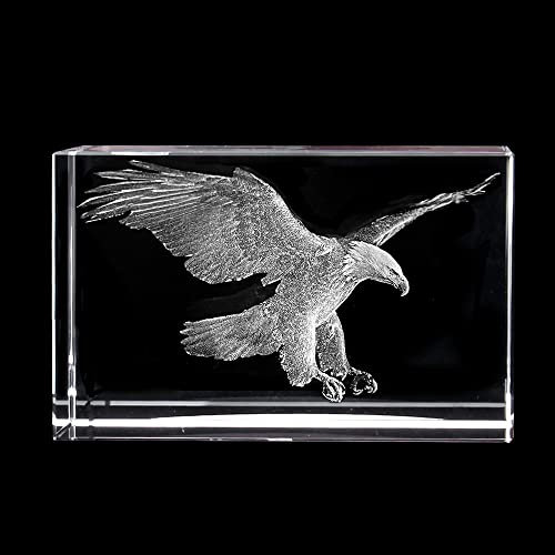 3D Adler Laser geätzt in Kristallglas Würfel Briefbeschwerer Glatzadler Liebhaber Geschenke (Adler 4)
