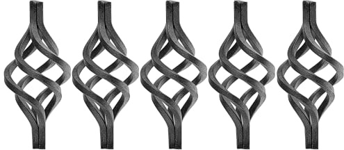 Gal Industrial 5er Pack Zierkorb Zirbel 130x60mm | Schnörkel aus Vierkantstab 12 mm| Schmiedeeisen Zwirbel Korbzwirbel für Zäune Tore