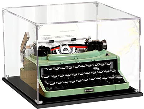 Acryl-Vitrine für Lego Ideas Schreibmaschine 21327, staubdichte Display-Box für Modelle und Sammlerstücke (nur Gehäuse)(2mm)