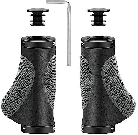 Fahrradgriffe Ergonomisch, HNOOM MTB Griffe, Sportliche Lenkergriffe aus rutschfestem Gummi, Lock-On Fahrrad Lenkergriffe für MTB, Trekkingrad, E-Bike, Cityrad Rennrad und Faltrad (Grau (93mm+93mm))