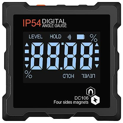 Lancoon Digitaler Winkelmesser, Neigungsmesser mit Großer LCD Anzeige 4 Seiten Magnete Maße für Tischsägeblätter Holzbearbeitung Konstruktion