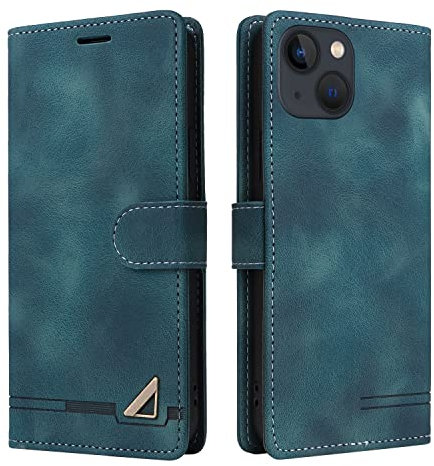 OKZone Compatible with iPhone 13 Mini (5.4 Inches) Case, Card Slot Shockproof Wallet Protective Case,PU Leather Flap Card Holder [Magnetic Close] Phone Case For iPhone 13 Mini (Green)