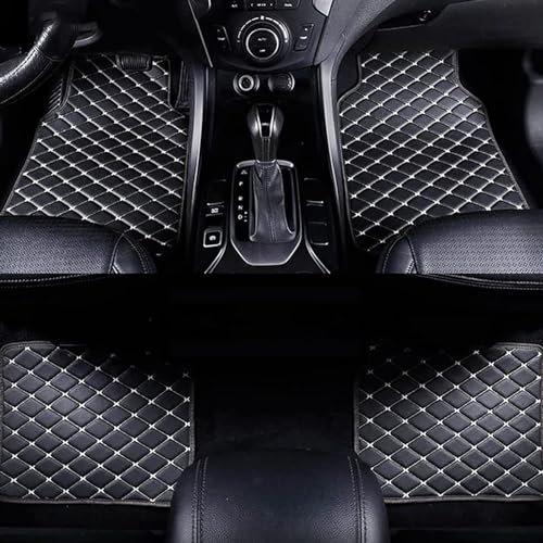 4 Stück Leder Auto Fussmatten für Opel Grandland X 2017-2022, Anpassen Allwetter Wasserdicht Anti Rutsch Matten, Individuelle Autoinnenausstattung ZubehöR, B/Black-White