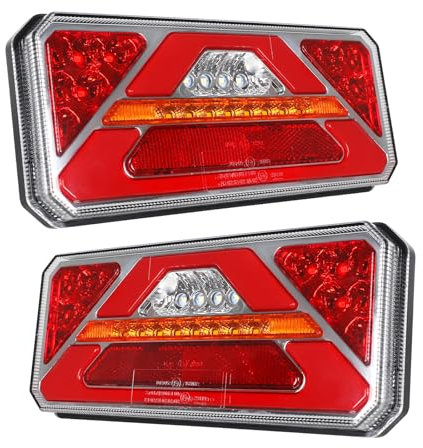 Yuanjoy 2 Stück Anhänger Rücklicht, 10 V–30 V LED Superhell Anhänger Rücklicht, IP67 Wasserdichtes Rücklicht Set E Prüfzeichen Rückleuchten Anhänger Rücklichtbeleuchtung
