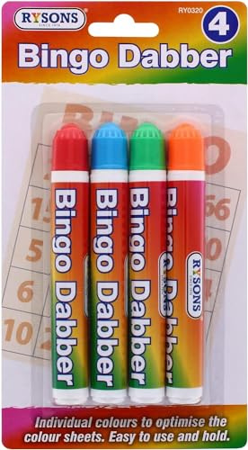 Harrista Bingo-Marker-Set mit 4 Stück, gemischten Farben, Nicht tropfender Tinte für Bingo-Tickets.