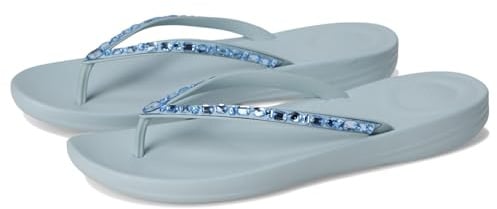 Fitflop Damen Iqushion Multicrystal Ergonomische Zehentrenner Flip Flop, blau, 41 EU