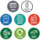 YIKIADA Recycling Bins Stickers Self Adhesive Vinyl 150 mm Circle Waterproof Mixed Set Decals Removable Recycling Signs for Indoor Outdoor Kitchen Pack of 8