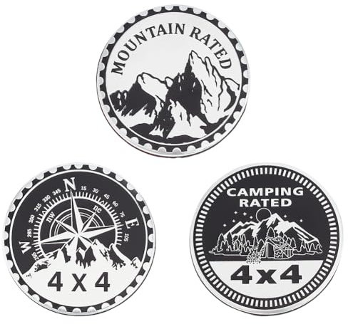 UNICRAFTALE 3 Stück Auto Emblem Aus Aluminium Selbstklebender Autoaufkleber 3D Abzeichen Aufkleber Im Bergkompass Stil Dekorative Auto Abzeichen Emblem Aufkleber Autoabzeichen Aufkleber Kompatibel